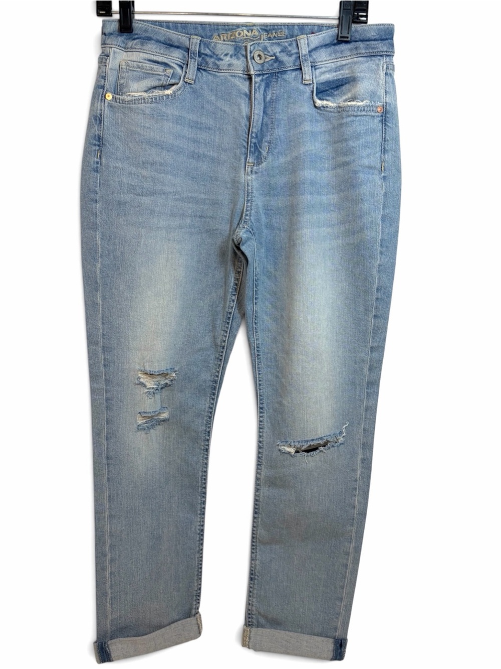 Arizona Jean Company Light Blue Distressed Boyfriend Jeans - Juniors Size 5
